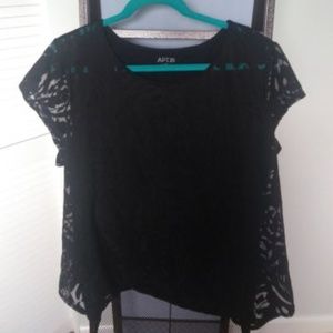 Apt. 9 Black Sheer Top 2X  NWOT